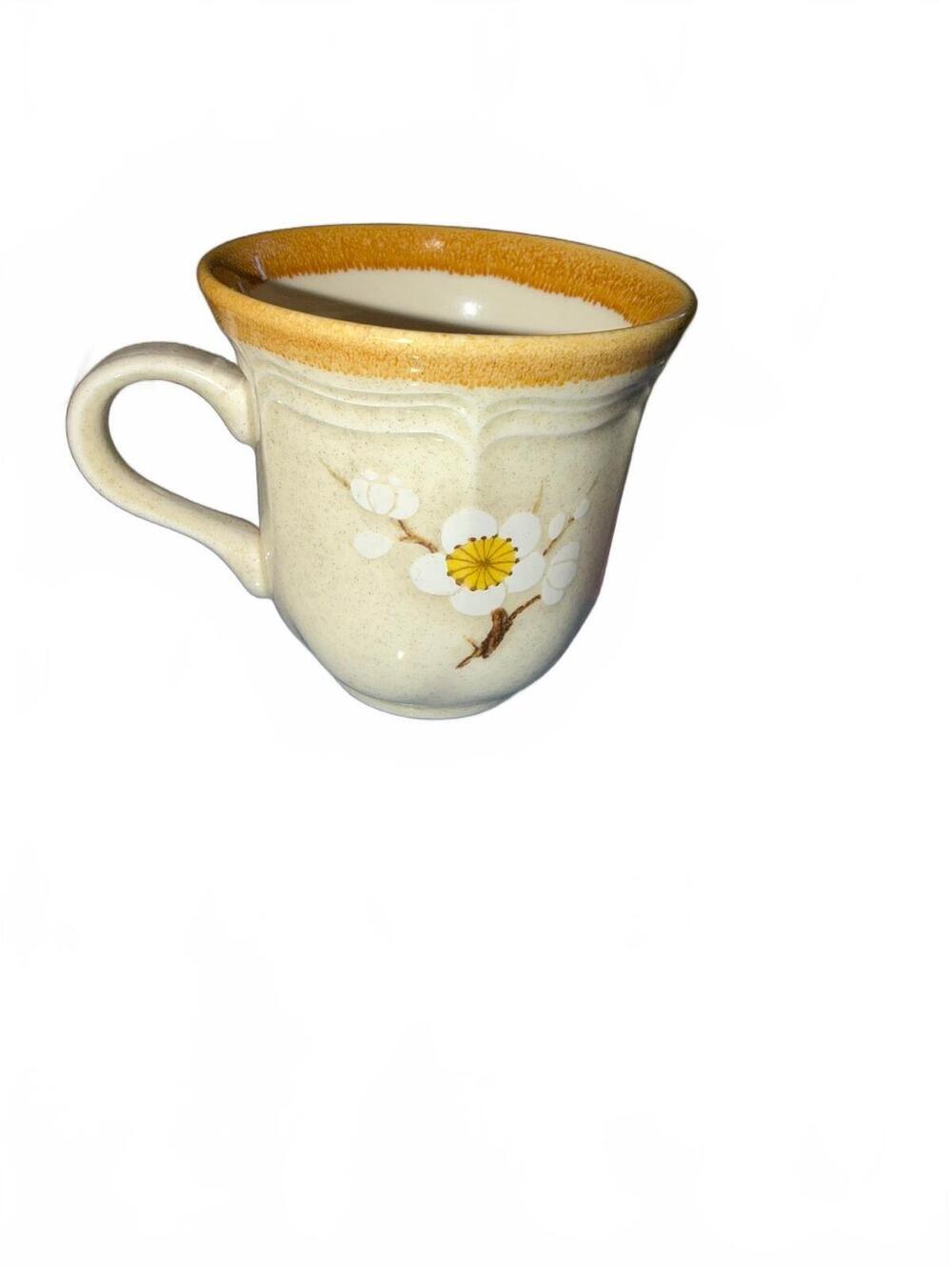 Vintage Mikasa White Petals Ceramic Cup